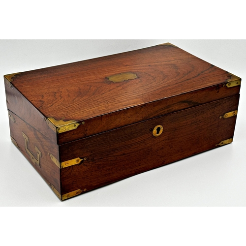 552 - 19th Century writing slope, the hinged lid enclosing a gilt tooled leather fitted interior, 14cm H x... 