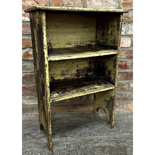 1306 - Vintage pine open bookcase with distressed painted finish, 79 x 52cm