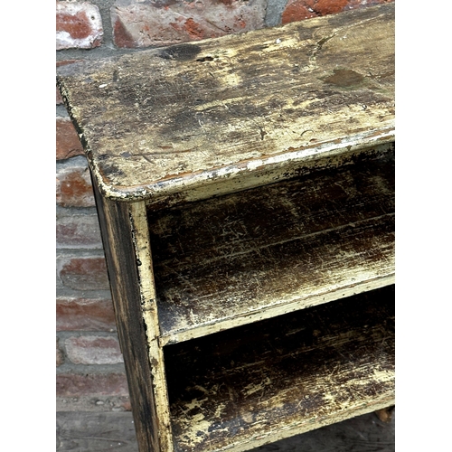 1306 - Vintage pine open bookcase with distressed painted finish, 79 x 52cm