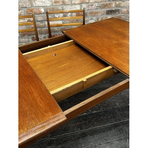 1217 - Vintage mid century teak G Plan Brasilia pull out dining table with single additional leaf and six c... 