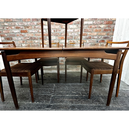 1217 - Vintage mid century teak G Plan Brasilia pull out dining table with single additional leaf and six c... 