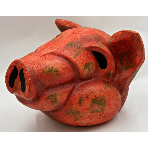 1246 - Mike Chase (20th/21st century)-Head of a pig, unusual fibreglass moulded mask with painted decoratio... 