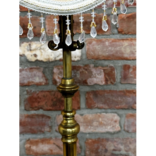 1170 - Good quality French telescopic standard lamp table with brass column and cabriole legs, serpentine w... 