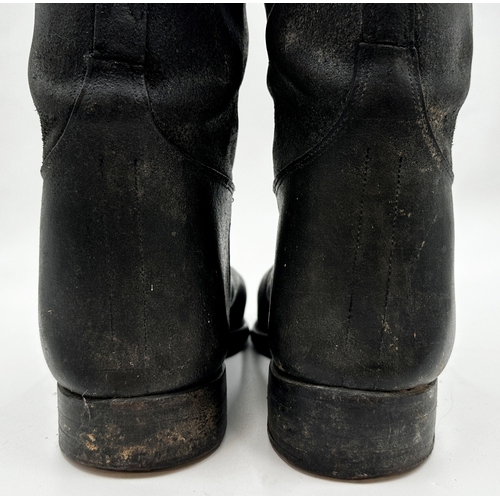 1564 - Vintage pair of leather riding boots with original trees, 56cm high.