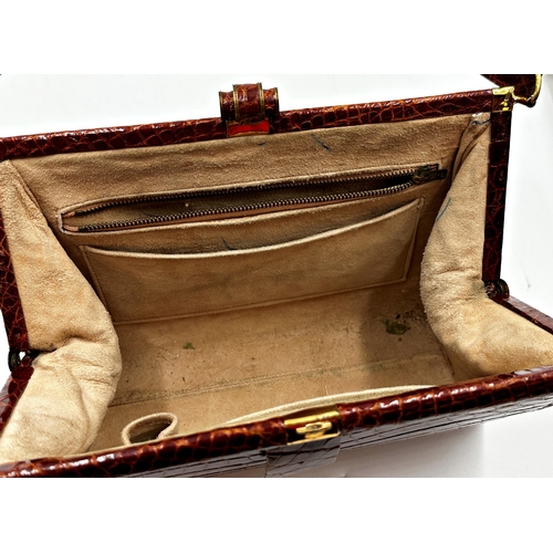 357 - Two vintage handbags comprising brown snakeskin fronted bag by Meadows of Regent Street with gilt me... 