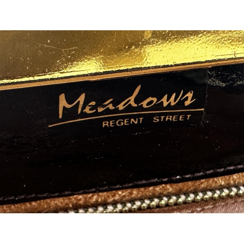 357 - Two vintage handbags comprising brown snakeskin fronted bag by Meadows of Regent Street with gilt me... 