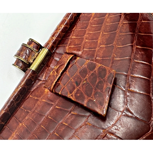 357 - Two vintage handbags comprising brown snakeskin fronted bag by Meadows of Regent Street with gilt me... 