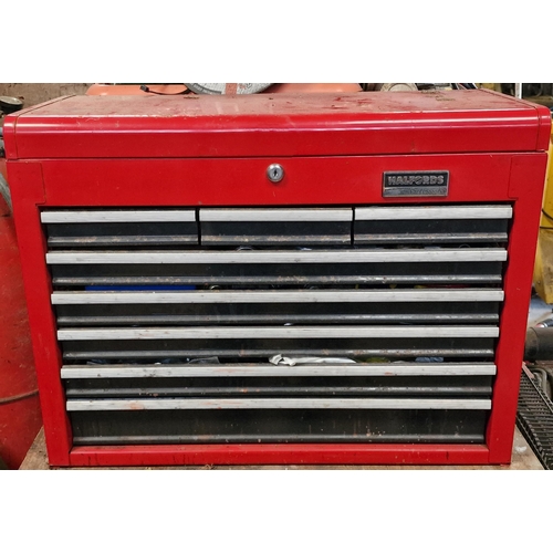 15 - Halfords professional tool chest together with a Clarke tool chest and one other, all full with a go... 