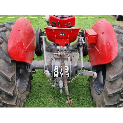 142 - Vintage Massey Ferguson 35 grey and red diesel tractor, starts and drives with working hydraulics, i... 