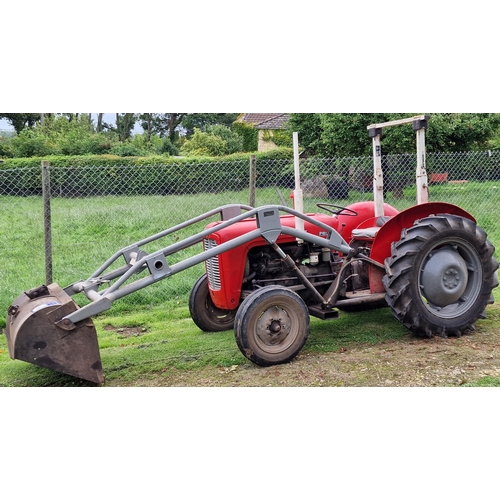 143 - Vintage Massey Ferguson 35X red and grey diesel tractor, starts and drives with working hydraulics, ... 