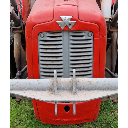 143 - Vintage Massey Ferguson 35X red and grey diesel tractor, starts and drives with working hydraulics, ... 