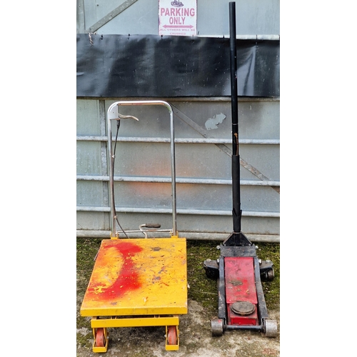 28 - Hydraulic trolley jack together with a hydraulic lifting table