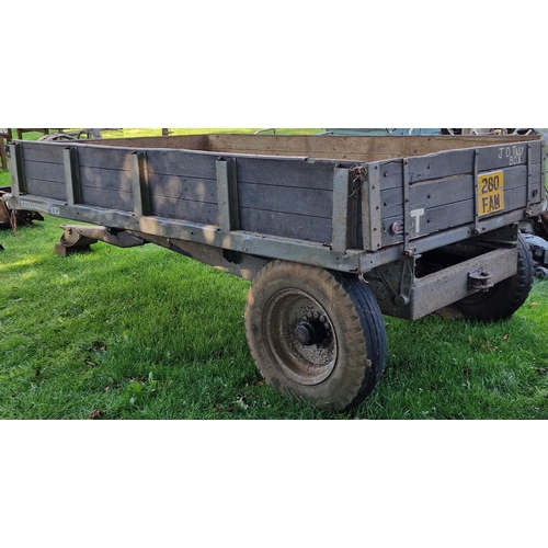 35 - Massey Ferguson flat bed trailer with removable sides and back