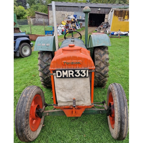 150 - Vintage Fordson Standard green and orange wide wing petrol/TVO powered tractor, starts and drives, r... 