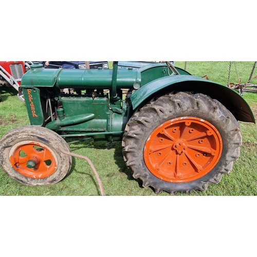 151 - Vintage Fordson Standard green wide wing petrol/TVO powered tractor, starts and drives