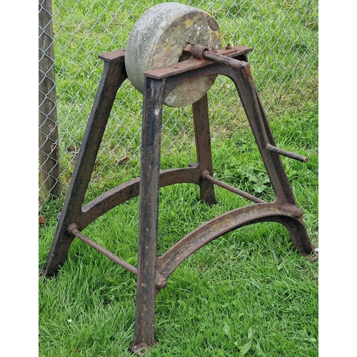 57 - Two vintage grinding wheels on stands (2)