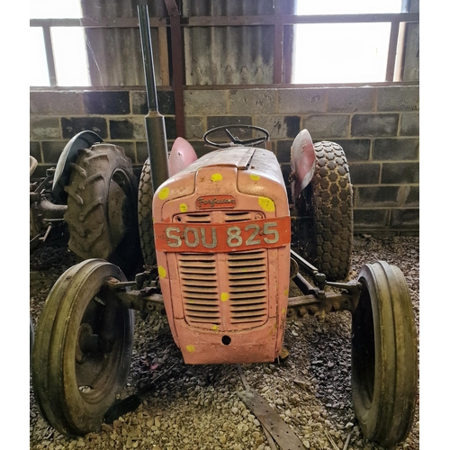 154 - Vintage Massey Ferguson 35 diesel powered tractor, registration number SOU 825, needs a new battery ... 