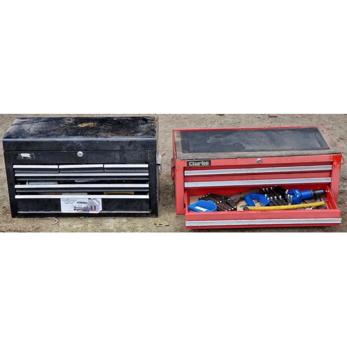 15 - Halfords professional tool chest together with a Clarke tool chest and one other, all full with a go... 