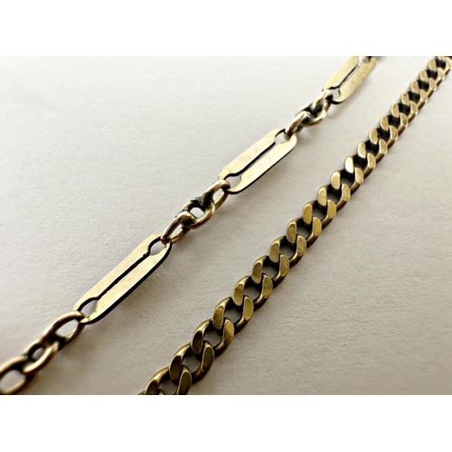 132 - 9ct curb link chain, 48cm long with a further 9ct gate link chain, 40cm long, 6.7g (2)