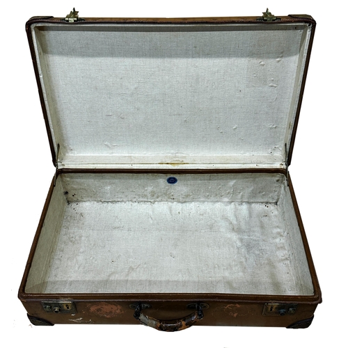 71 - Vintage crocodile leather hard travel case together with a further large leather bound case (2)