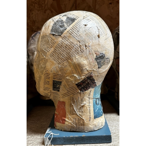 88 - Set of seven decoupage hat or wig stands each 31cm high (7)