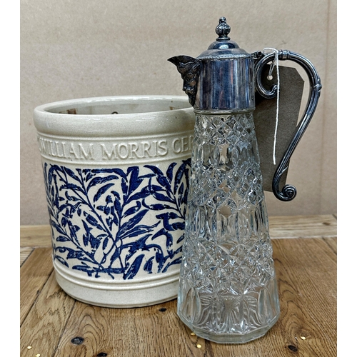 117 - William Morris ceramics salt glaze jardinière, 20cm high together with a further silver plate and gl... 