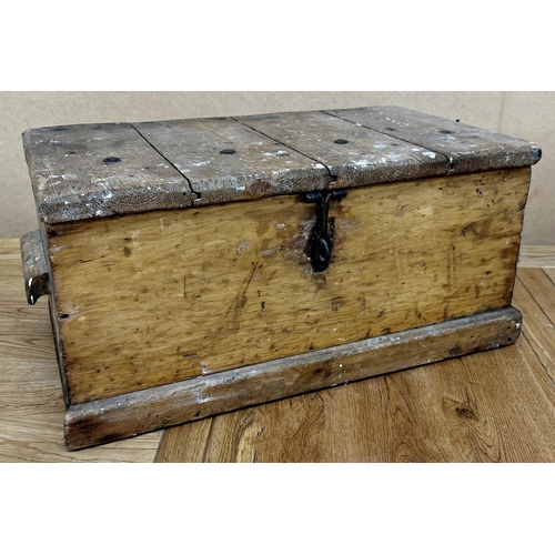 127 - Antique primitive pine trunk, 24 x 52cm