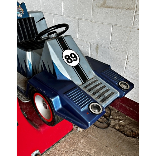 2 - Plug in, coin operated child’s fairground ride-on racing car. Not currently running.
Takes 20p

Meas... 