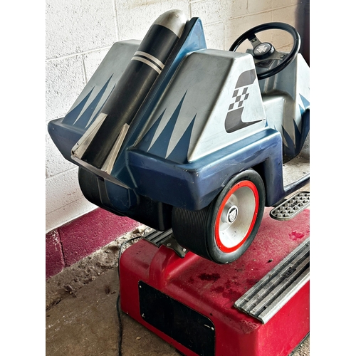 2 - Plug in, coin operated child’s fairground ride-on racing car. Not currently running.
Takes 20p

Meas... 