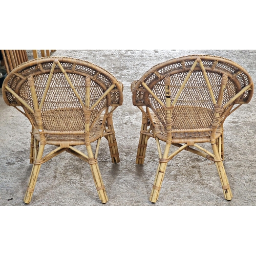 21 - Pair of antique wicker armchairs, 89cm high (2)