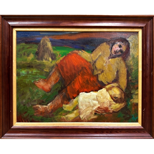 1267 - Reg Gammon (1894-1997) - Mother and child, unsigned, oil on board, 32 x 44cm, framed