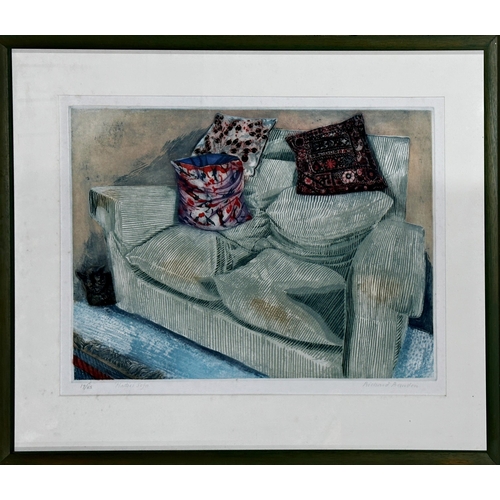 1269 - Richard Bawden (born 1936) - 'Hatties Sofa', signed, limited 19/85 colour etching, 41 x 59cm, framed