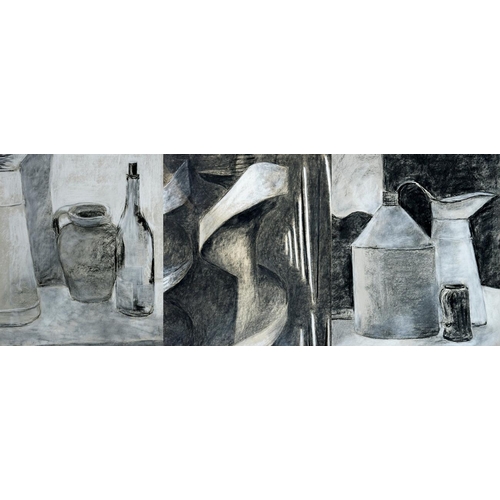 1281 - Penelope Ellis (born 1935) - Three still life studies, work in charcoal and highlights, each 62 x 50... 