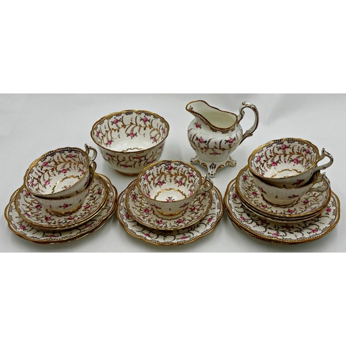 435 - Good Victorian part tea service hand painted with roses and gilt trails, comprising cups, saucers, t... 