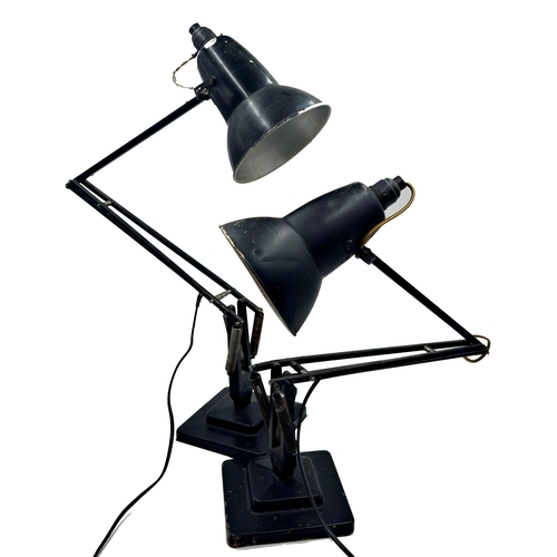 1173 - Pair of Herbert Terry Anglepoise articulated desk lamps on stepped square bases in black colourway (... 