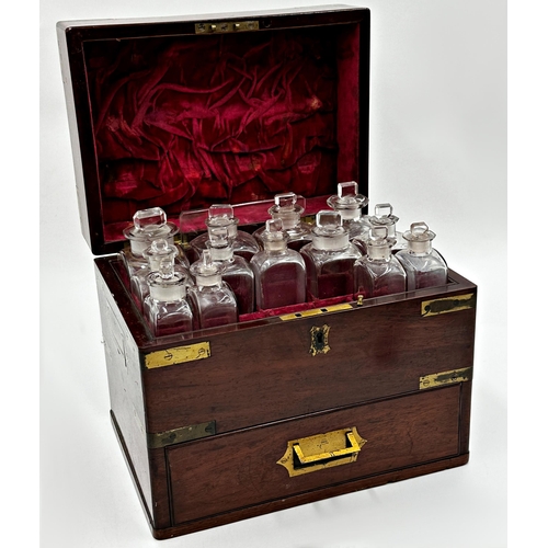 571 - Exceptional 19th century mahogany and brass bound campaign style travelling apothecary cabinet, the ... 