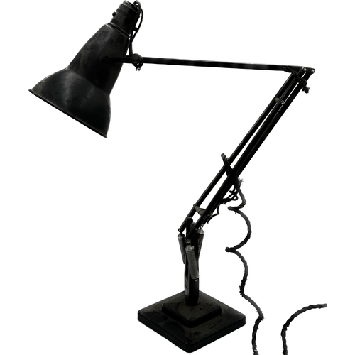 1181 - Herbert Terry angle poise articulated desk lamp on stepped square base in black colourways.