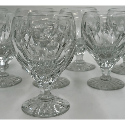 437 - Set of eight good quality cut glass rummers with faceted bowls and star cut bases, each 14.5cm high ... 