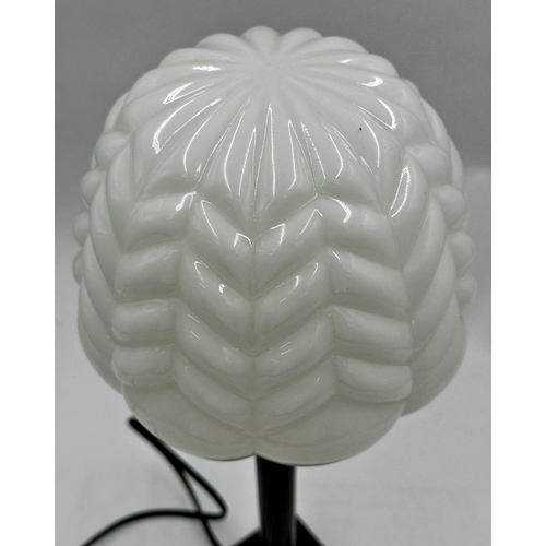 1189 - A good quality Art Deco Bakelite table lamp with swept square base and shaped opaline shade, 46cm hi... 