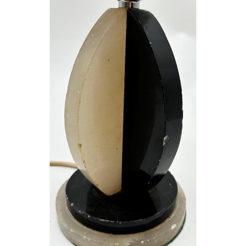 1190 - Period Art Deco alabaster table lamp with opaline glass shade. 36cm high.