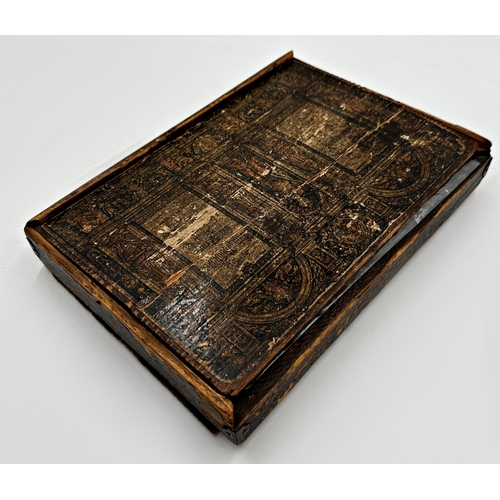 585 - 19th century cased architectural block puzzle, the box 20cm x 28cm