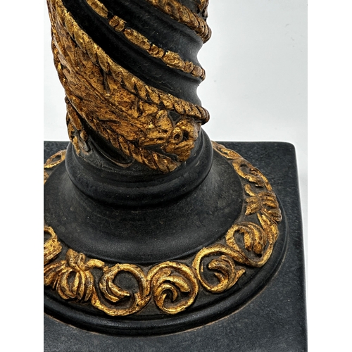 1164 - Unusual ceramic table lamp in the form of a gilt corinthian column, 58cm high.