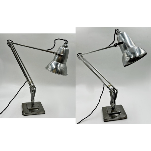 1166 - Pair of Herbert Terry Anglepoise articulated desk lamps on stepped square bases with stripped and po... 