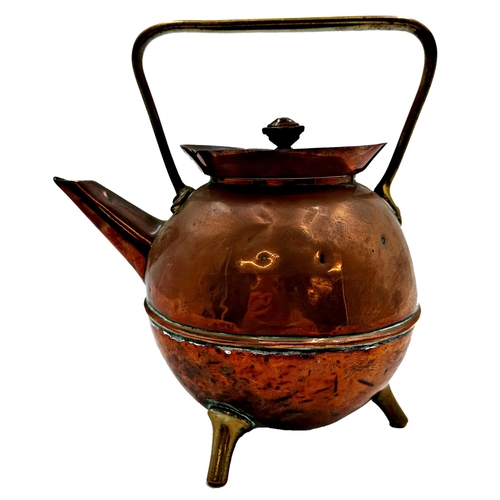 627 - Christopher Dresser for Benham and Froud copper and brass kettle, 22cm high