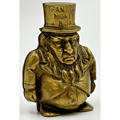 650 - Mixed collection of brassware to include an old cast brass figural money box in the form of presiden... 