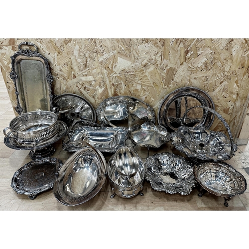 333 - Large collection of silver plate to include salvers, baskets, trays etc