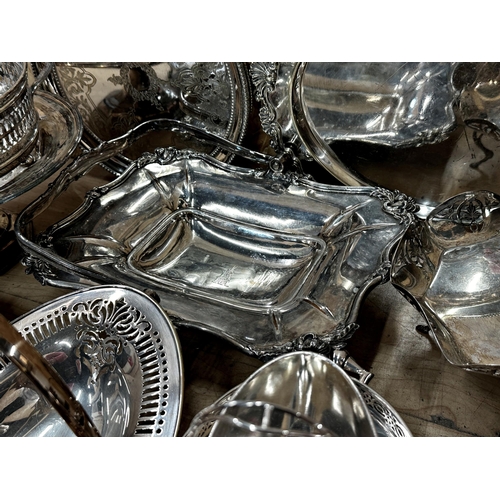 333 - Large collection of silver plate to include salvers, baskets, trays etc