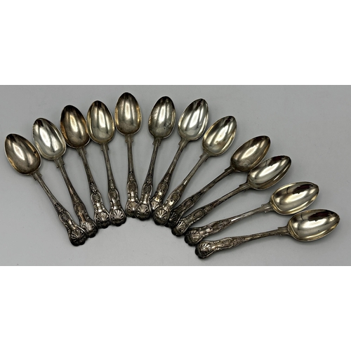 278 - Comprehensive set of twelve Victorian Kings Pattern silver teaspoons, maker Josiah Williams & Co, Lo... 