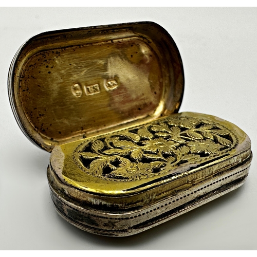 280 - George III silver vinaigrette, hinged lid, pierced grill and gilt interior, maker John Shaw, Birming... 