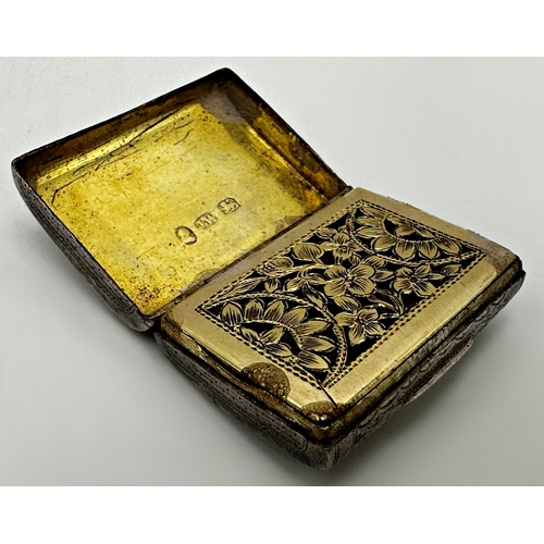 281 - George III silver vinaigrette, hinged lid, pierced grill and gilt interior, maker Joseph Willmore, B... 